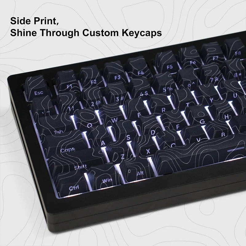 Y&D Cherry Profile Double Shot PBT Keycaps - 136 Keys Topography DYE-Sub Gaming Keyboard Keycap Set - Shine Side Print - Image 5